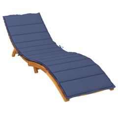 Navy blue sun lounger cushion made of water-resistant Oxford fabric with non-slip straps.