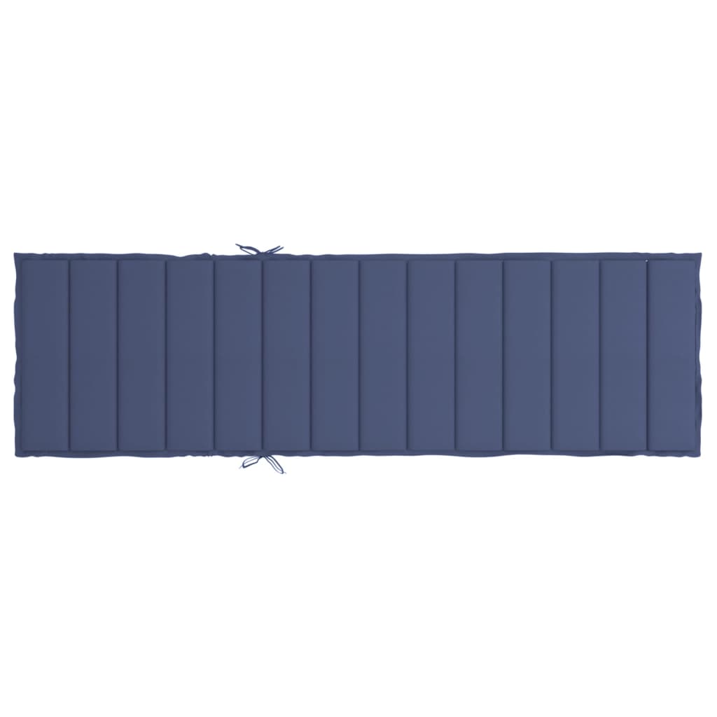 Navy blue sun lounger cushion made of water-resistant Oxford fabric with non-slip features.