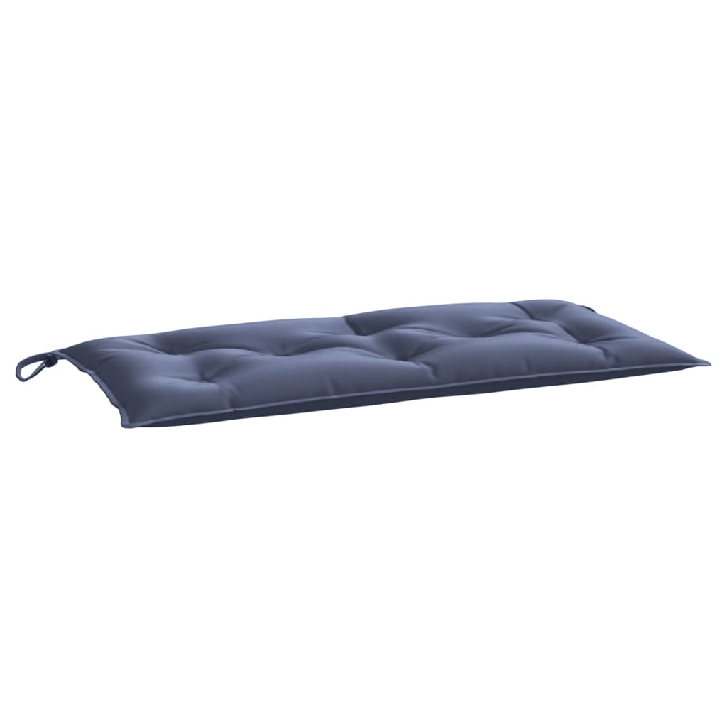 Navy blue outdoor garden bench cushion made of water-resistant Oxford fabric, 39.4 inches long.