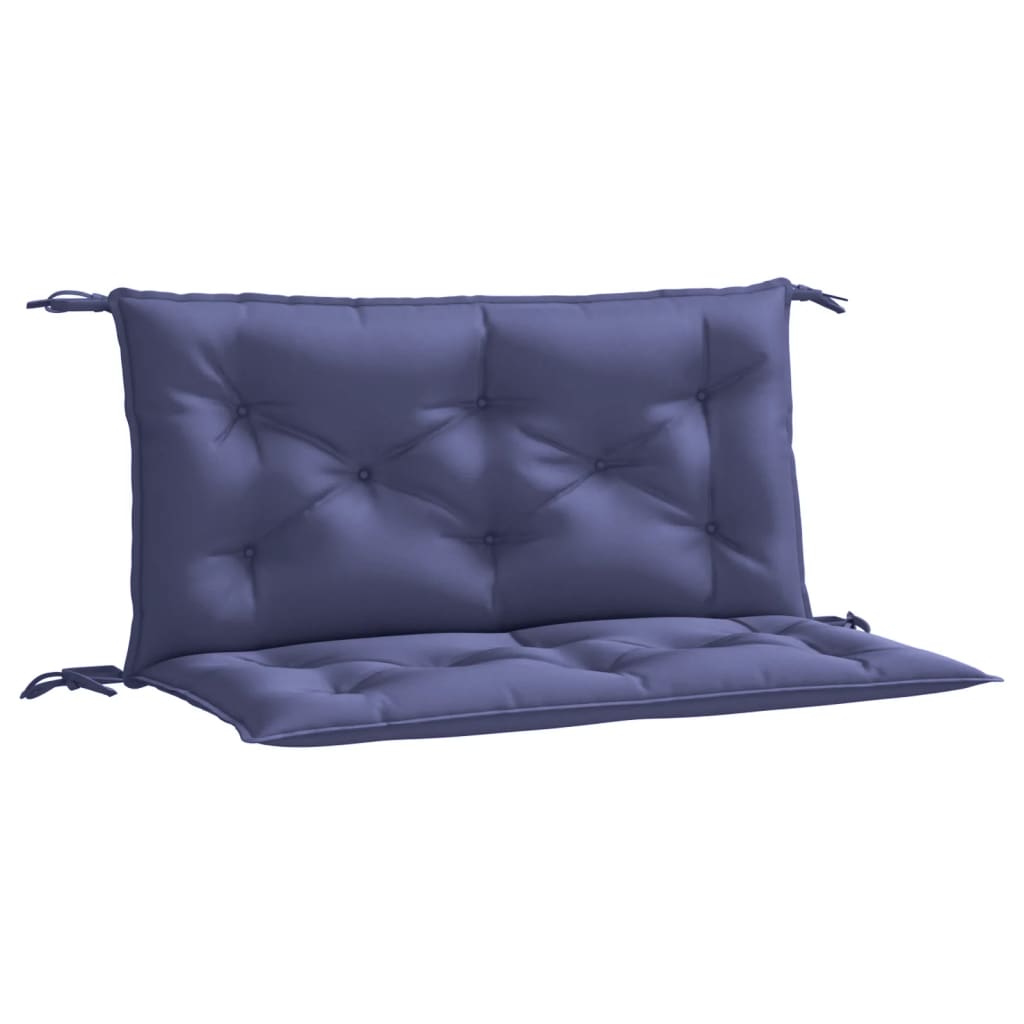 Navy blue garden bench cushions made of water-resistant Oxford fabric in a 2-pack.