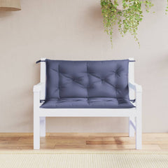 Navy blue garden bench cushions made of water-resistant Oxford fabric in a 2-pack.