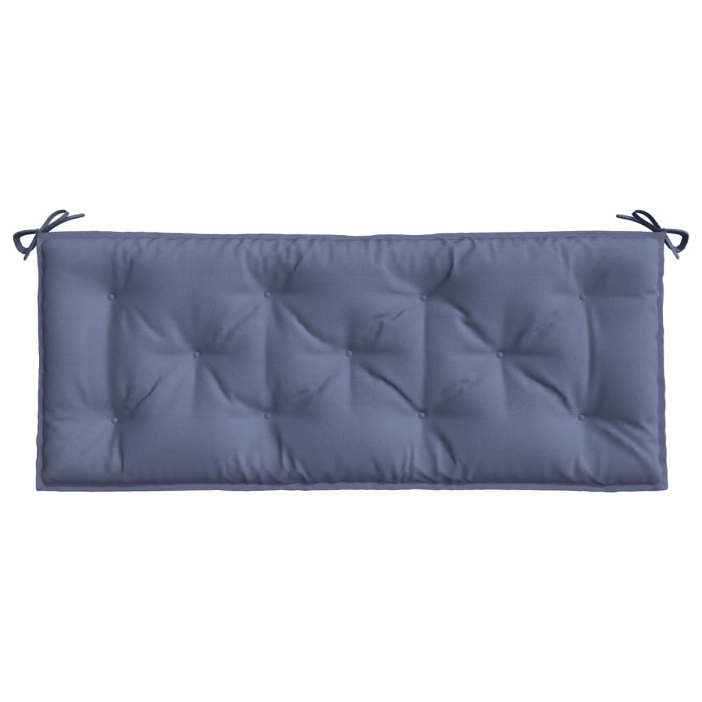 Navy blue garden bench cushions in durable Oxford fabric, measuring 47.2 inches each.