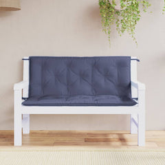 Navy blue garden bench cushions in durable Oxford fabric, measuring 47.2 inches each.