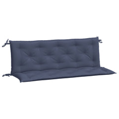 Navy blue Oxford fabric garden bench cushions in a 2-piece set with tufted design and ties.