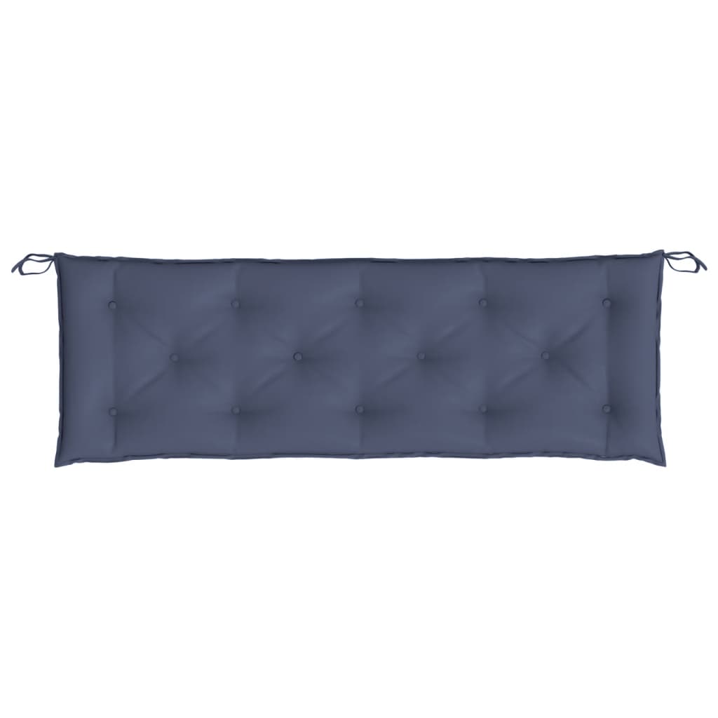 Two-piece set of navy blue Oxford fabric garden bench cushions with ties and tufted design