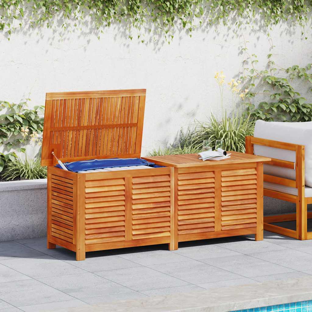 Garden Storage Box Natural Solid Acacia wood 59.1 x 19.7 x 22.0 in ...
