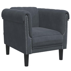 Sofa Chair Dark Grey Velvet, Plywood, Solid Wood Single Modern