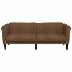 Sofa 3-Seater Brown Faux Suede Leather