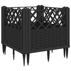 Garden Planter with Pegs Black 17.1x17.1x17.1 PP