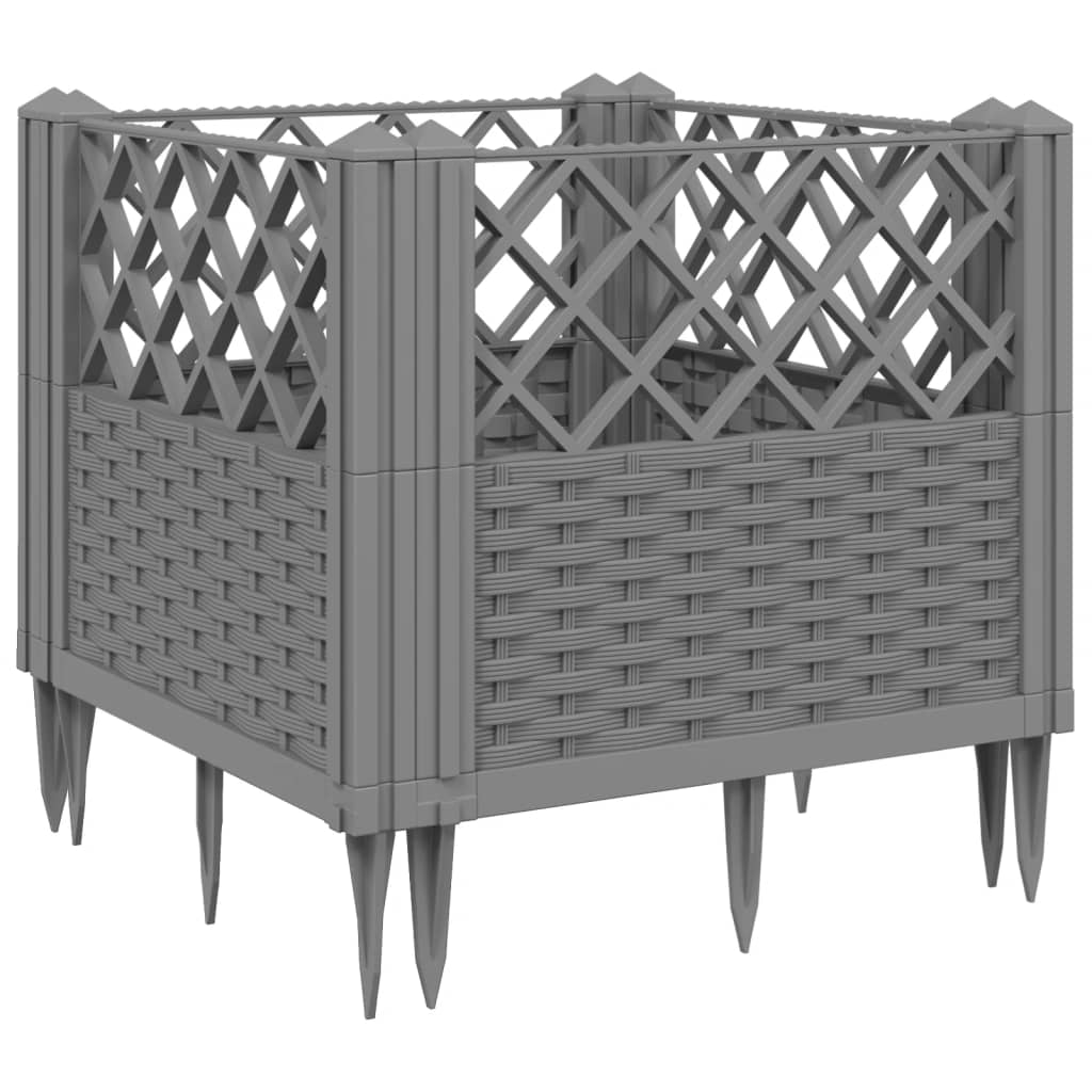 Garden Planter with Pegs Light Gray 17.1x17.1x17.1 PP