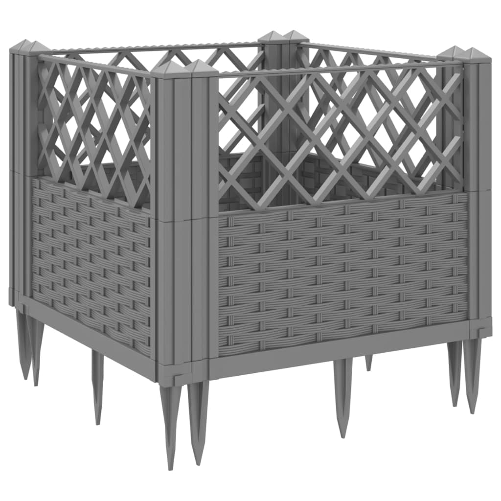 Garden Planter with Pegs Light Gray 17.1x17.1x17.1 PP