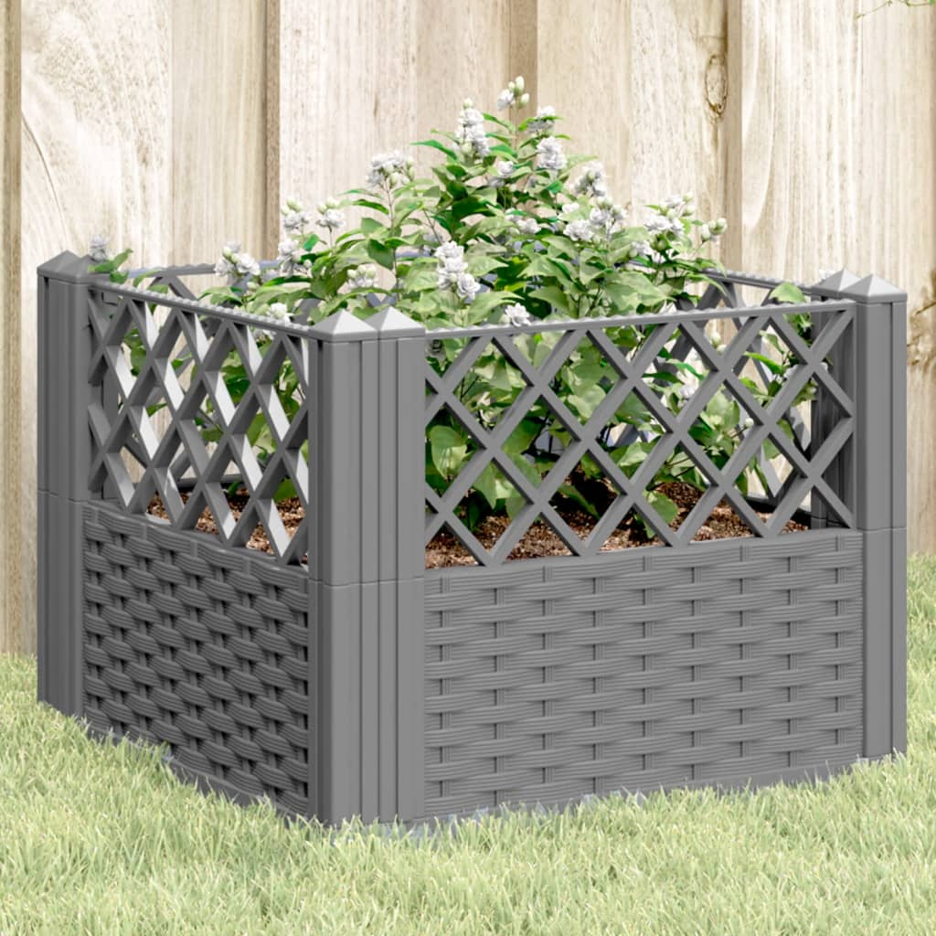 Garden Planter with Pegs Light Gray 17.1x17.1x17.1 PP