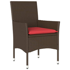 Patio Chairs with Cushions 2 pcs Brown Poly Rattan