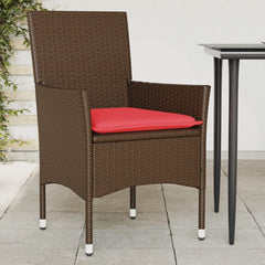 Patio Chairs with Cushions 2 pcs Brown Poly Rattan