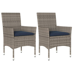Patio Chairs with Cushions 2 pcs Grey Poly Rattan
