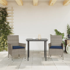 Patio Chairs with Cushions 2 pcs Grey Poly Rattan