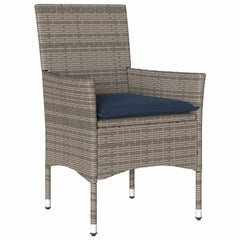Patio Chairs with Cushions 2 pcs Grey Poly Rattan