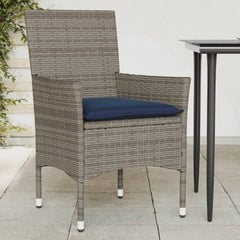 Patio Chairs with Cushions 2 pcs Grey Poly Rattan