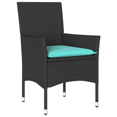 Patio Chairs with Cushions 2 pcs Black Poly Rattan