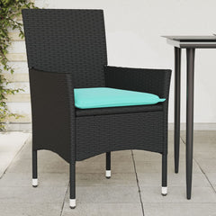 Patio Chairs with Cushions 2 pcs Black Poly Rattan