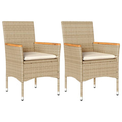 Patio Chairs with Cushions 2 pcs Beige Poly Rattan