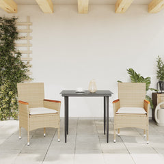 Patio Chairs with Cushions 2 pcs Beige Poly Rattan