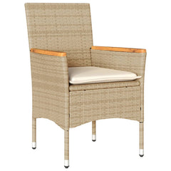 Patio Chairs with Cushions 2 pcs Beige Poly Rattan