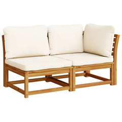 Garden Lounge Set Cream White, Natural Wood