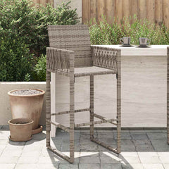 Garden Bar Stool Grey PE Rattan, Powder-Coated Steel Standard