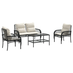 Garden Sofa Set Black, Cream White