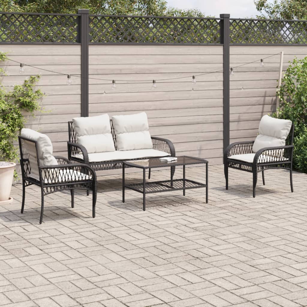 Garden Sofa Set Black, Cream White