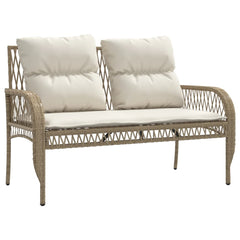 Patio Sofa Set Beige PE rattan, powder-coated steel, tempered glass