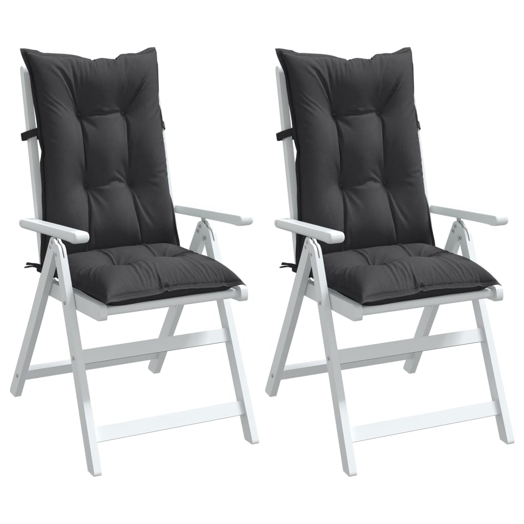 Highback Chair Cushion Set of 2 Melange Anthracite 100% Polyester