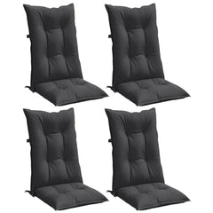 Highback Chair Cushion Set of 4 Melange Charcoal 100% Polyester