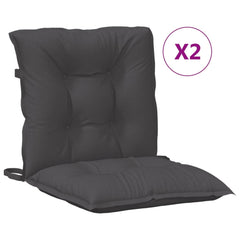 Two anthracite melange fabric lowback chair cushions, 39.4x19.7x2.8 inches each.