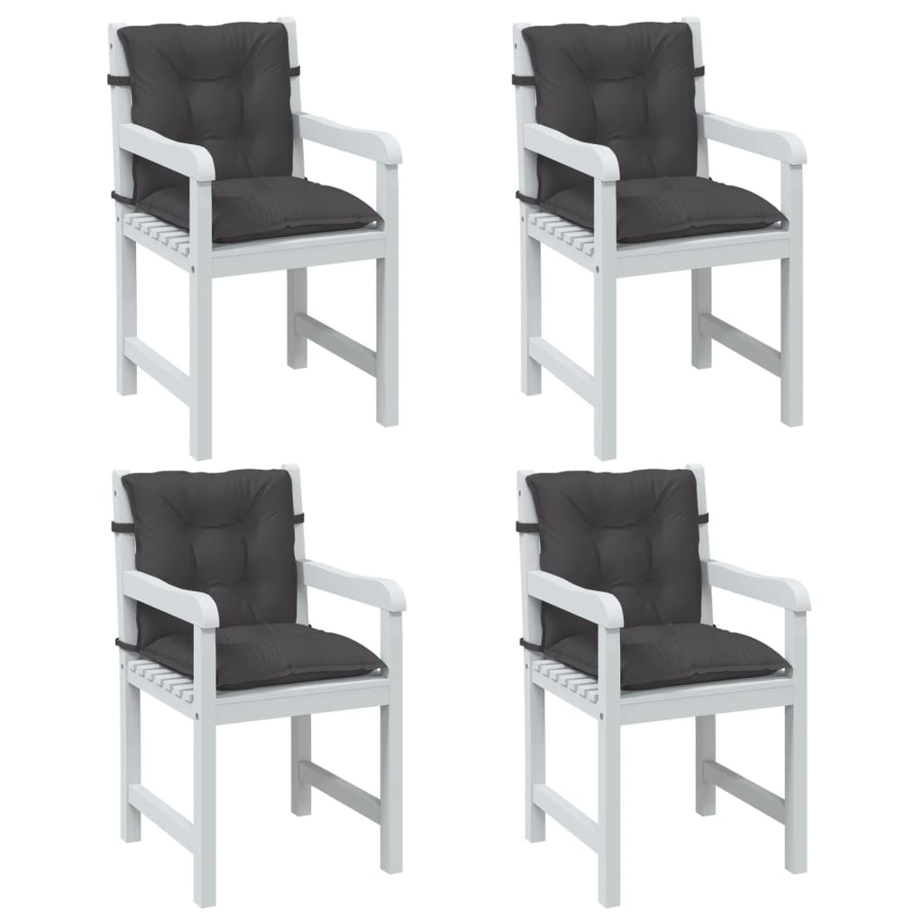 Lowback Chair Cushion Set of 4 Melange Anthracite 100% Polyester