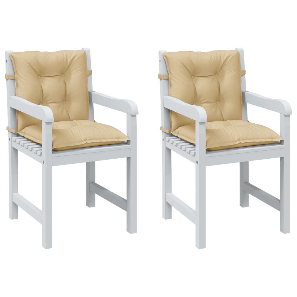 Lowback Chair Cushion Set of 2 Melange Beige 100% Polyester