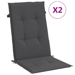 Two anthracite melange fabric highback chair cushions with ties, sold as a pack of two.