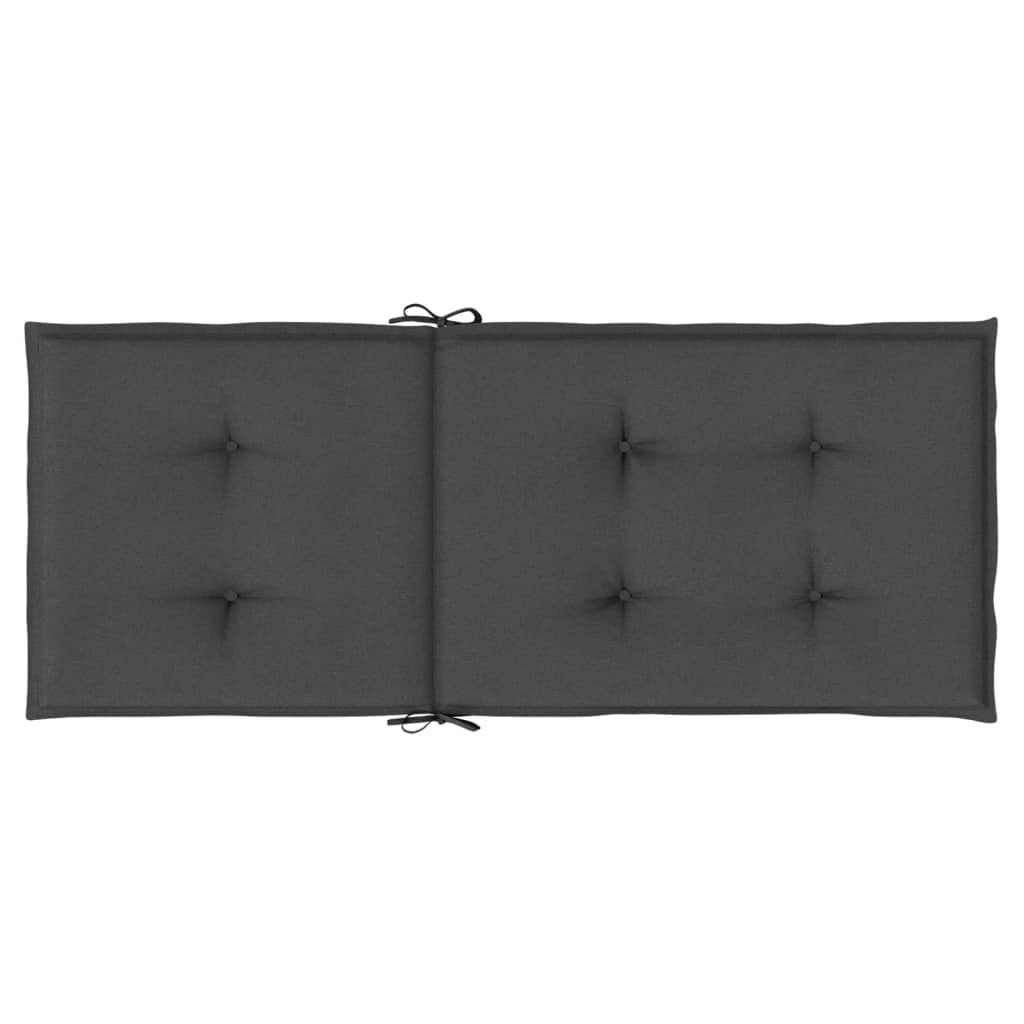 Two melange anthracite highback chair cushions with tufted design and tie straps.