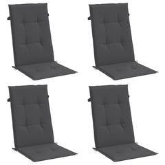 Four anthracite melange highback chair cushions with straps and ties.
