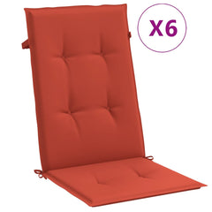 Highback Chair Cushion Set of 6 Melange red 100% polyester