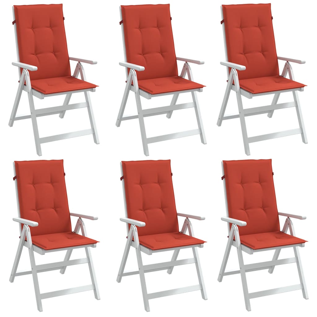Highback Chair Cushion Set of 6 Melange red 100% polyester