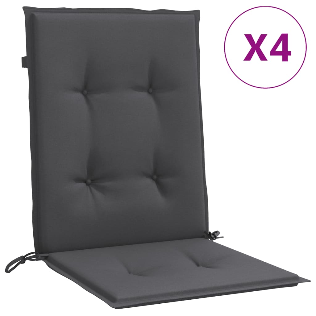 Four melange anthracite fabric cushions for lowback chairs, featuring non-slip straps.