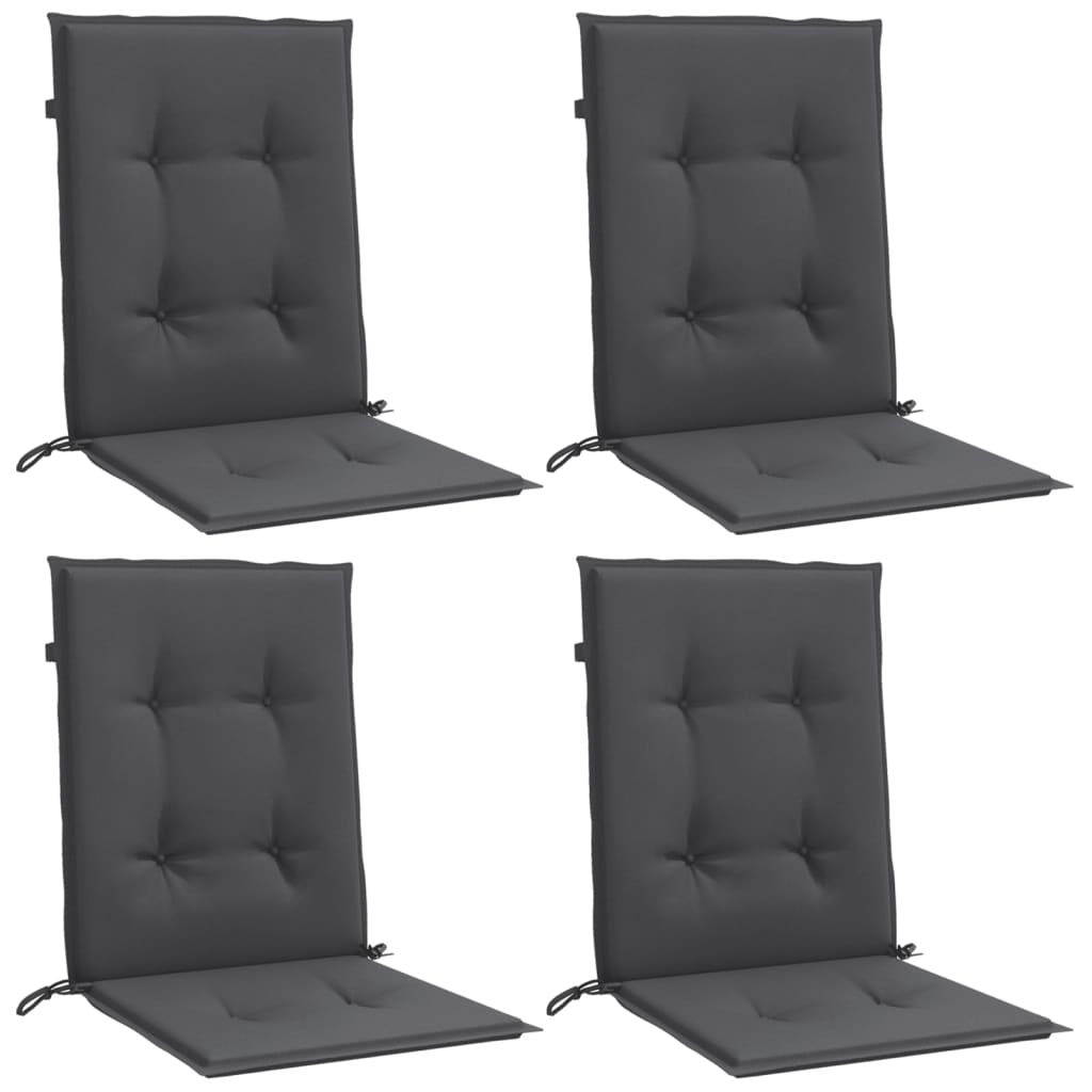Four melange anthracite fabric cushions for lowback chairs, featuring non-slip straps.