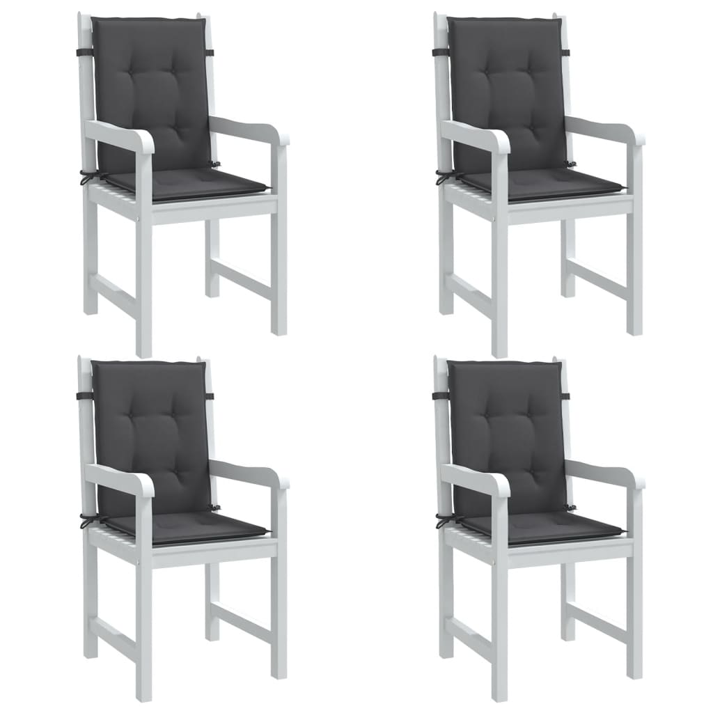 Four melange anthracite fabric cushions for lowback chairs, featuring non-slip straps.