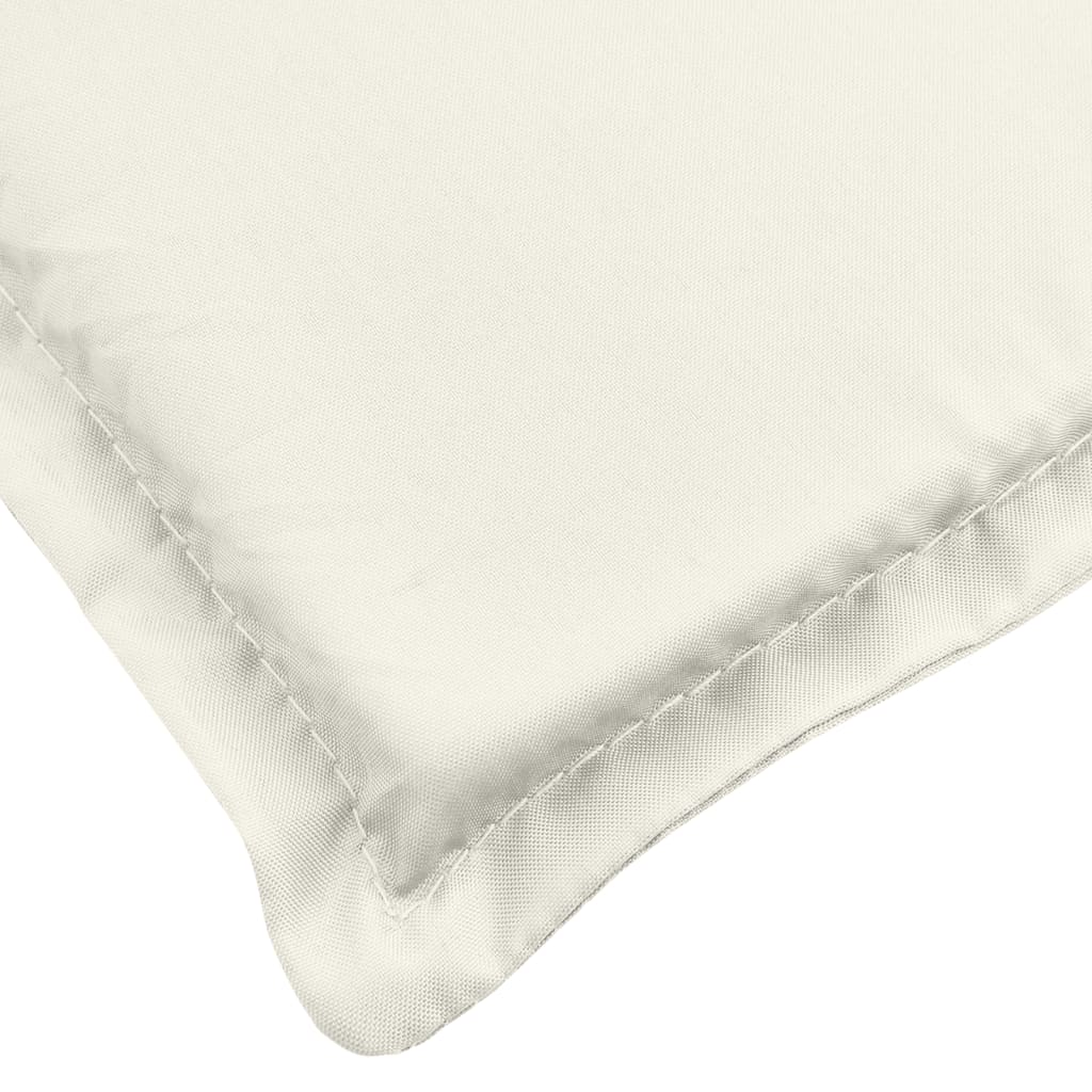 Four melange cream lowback chair cushions made of UV-resistant polyester fabric.
