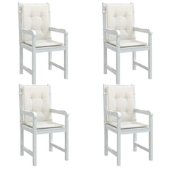 Four melange cream lowback chair cushions made of durable polyester fabric.