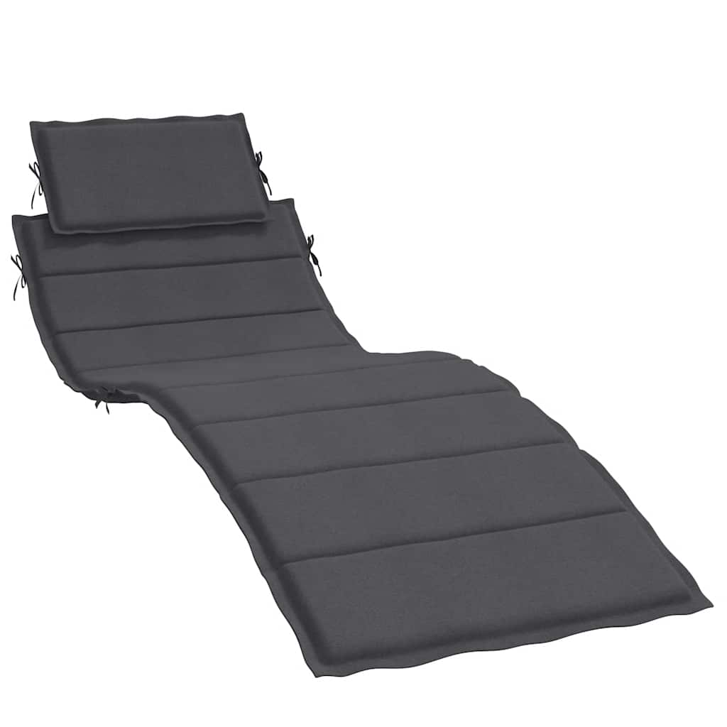 Anthracite melange sun lounger cushion with headrest, 73.2x22.8x1.6 inches.