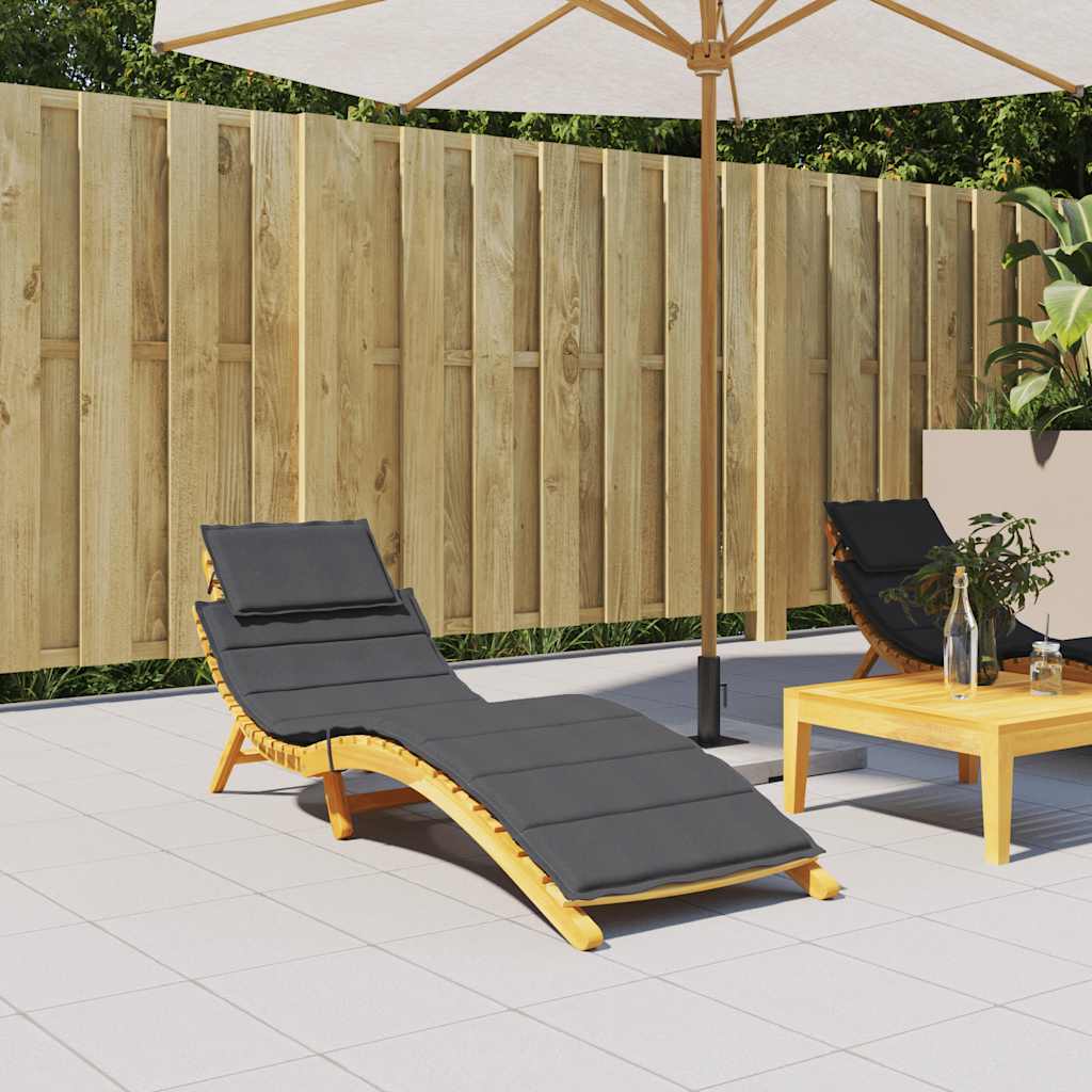 Anthracite melange sun lounger cushion with non-slip straps and foam padding.