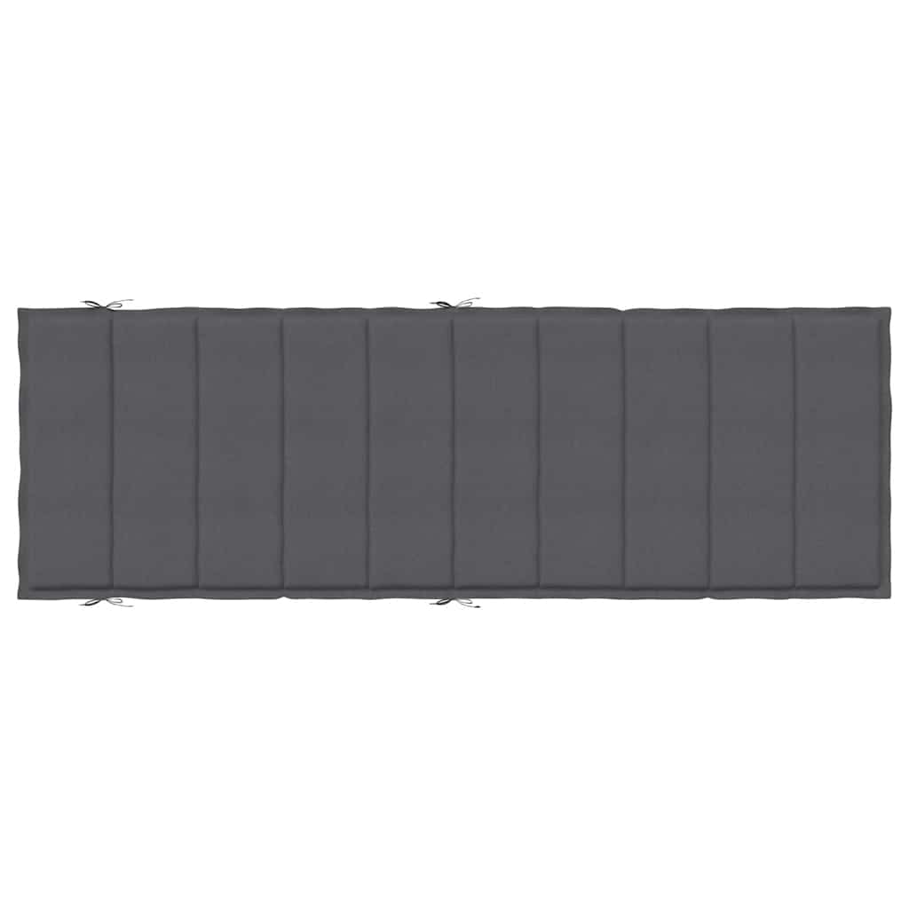 Anthracite melange sun lounger cushion with non-slip straps, 73.2x22.8x1.6 cm size.